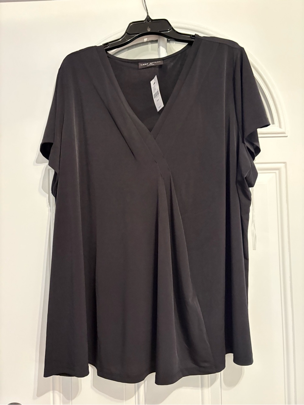 Lane Bryant Black Draped V-Neck Tunic Top